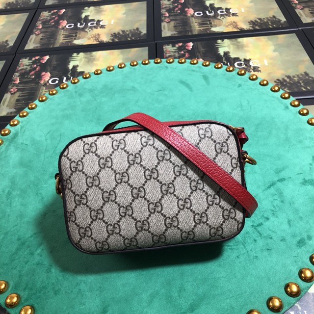 Gucci女包 448065 古馳Marmont迷你小號相機包 Gucci紅pvc皮單肩斜挎包  gqy1827